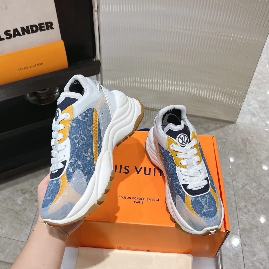 Blue Monogram Orange 50mm Jacquard Fabric Custom-built Sneaker AI-powered Vuitton Run 55 Louis