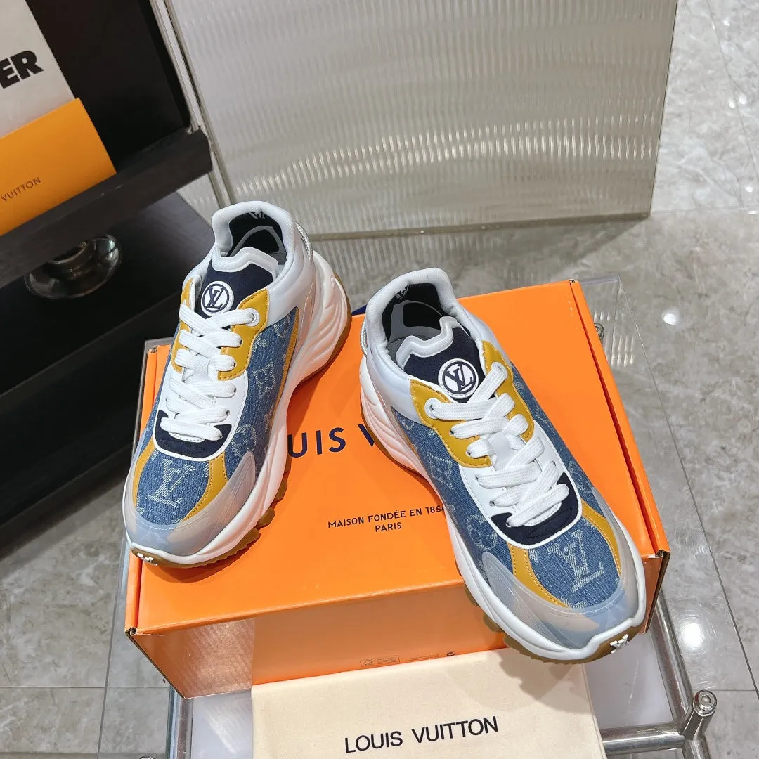 Blue Monogram Orange 50mm Jacquard Fabric Custom-built Sneaker AI-powered Vuitton Run 55 Louis