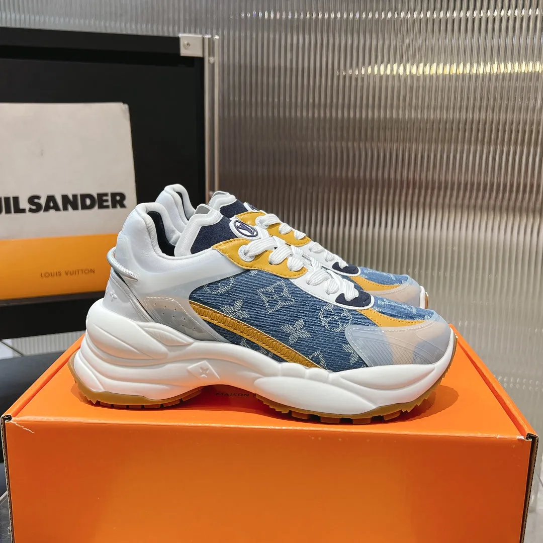 Blue Monogram Orange 50mm Jacquard Fabric Custom-built Sneaker AI-powered Vuitton Run 55 Louis