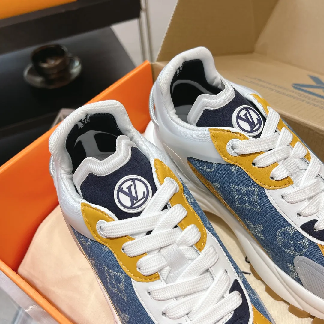 Blue Monogram Orange 50mm Jacquard Fabric Custom-built Sneaker AI-powered Vuitton Run 55 Louis