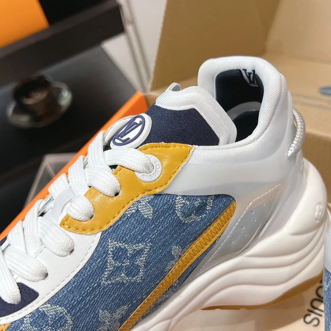 Blue Monogram Orange 50mm Jacquard Fabric Custom-built Sneaker AI-powered Vuitton Run 55 Louis