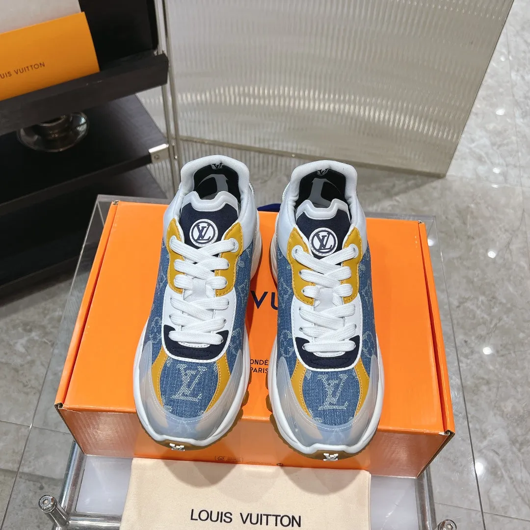 Blue Monogram Orange 50mm Jacquard Fabric Custom-built Sneaker AI-powered Vuitton Run 55 Louis