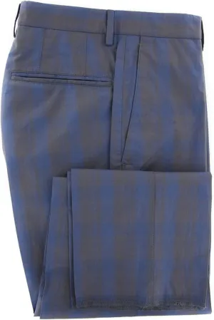 Blue Plaid Pants - Slim