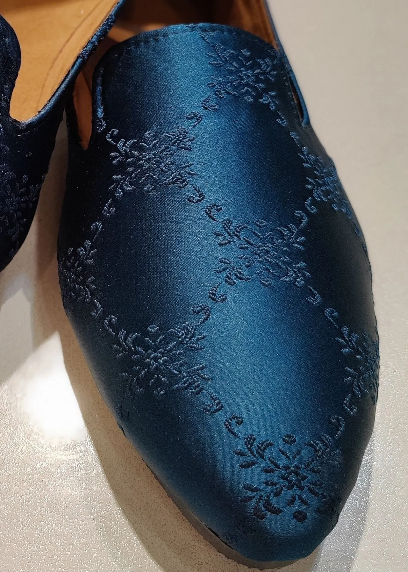 Blue Self Designer Loafer Shoes