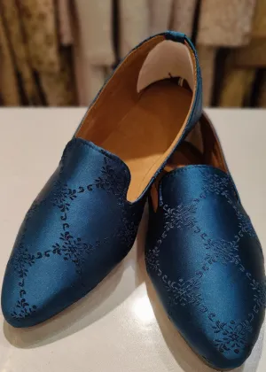 Blue Self Designer Loafer Shoes
