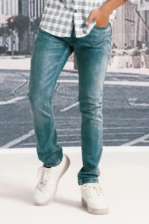 Blue Slim Fit Jeans With Whiskers