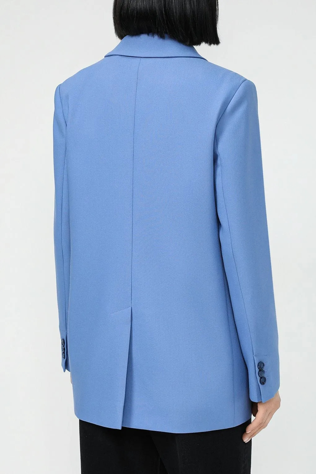 Blue Women's Peak Lapel Single Buttons Blazer