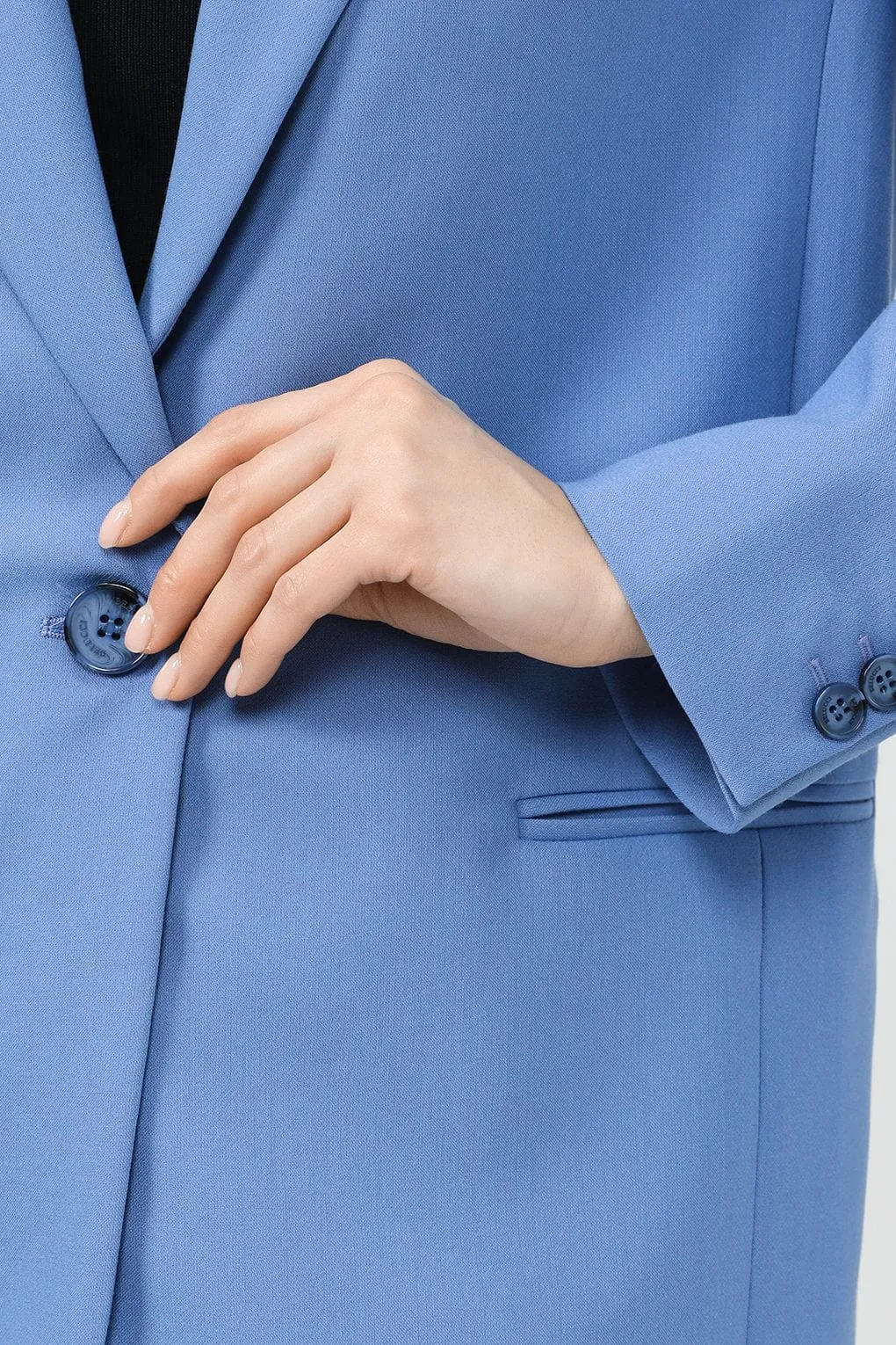 Blue Women's Peak Lapel Single Buttons Blazer