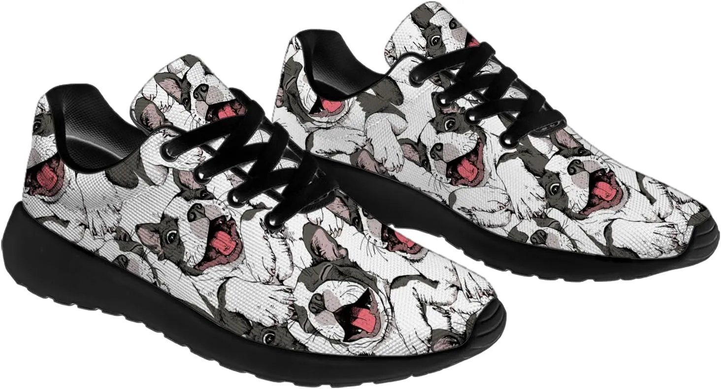 Boston Terrier Print Running Shoes for Women Men Tennis Walking 3D Print Sneakers Gifts for Mom Dad