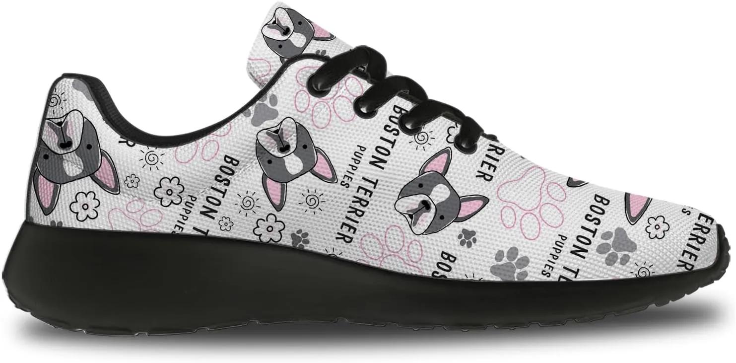 Boston Terrier Print Running Shoes for Women Men Tennis Walking 3D Print Sneakers Gifts for Mom Dad