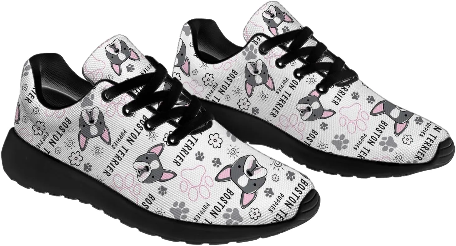 Boston Terrier Print Running Shoes for Women Men Tennis Walking 3D Print Sneakers Gifts for Mom Dad