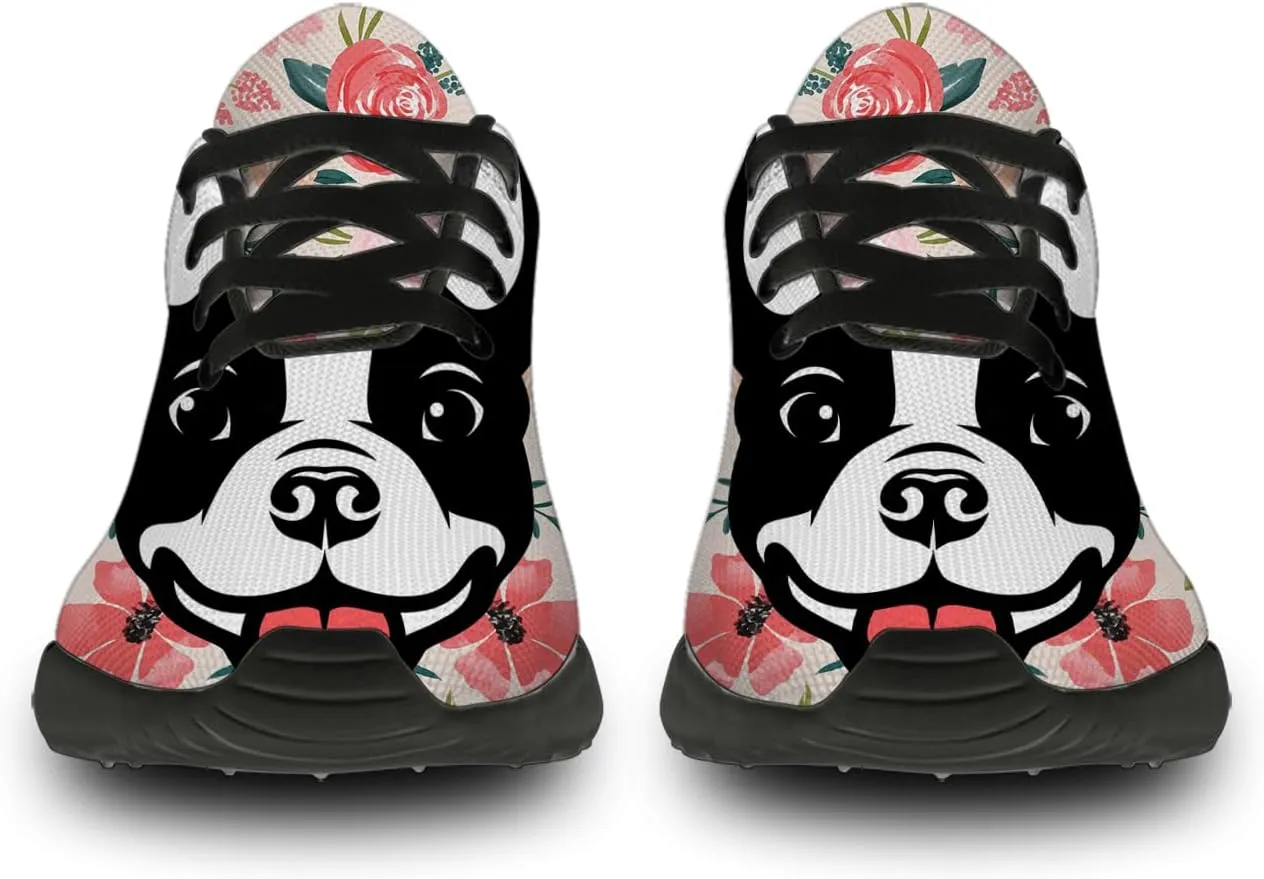 Boston Terrier Print Running Shoes for Women Men Tennis Walking 3D Print Sneakers Gifts for Mom Dad