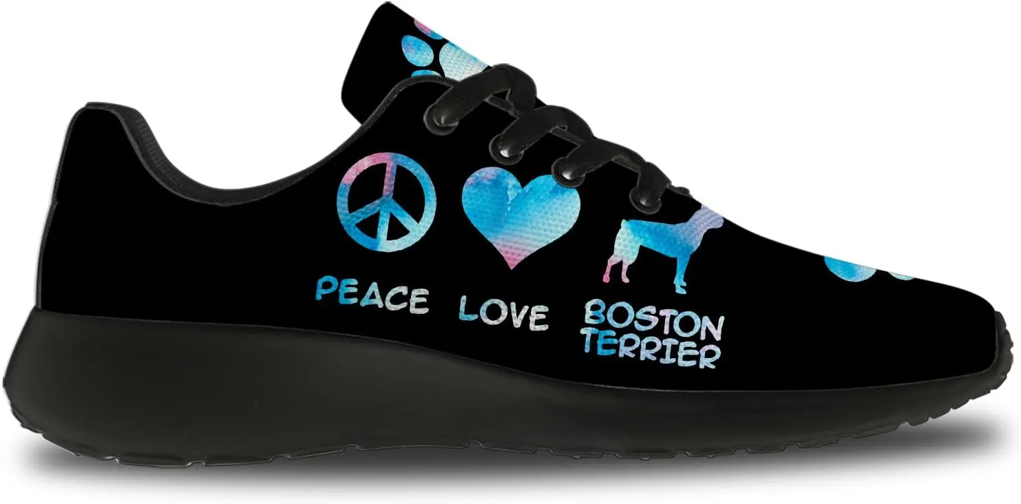 Boston Terrier Print Running Shoes for Women Men Tennis Walking 3D Print Sneakers Gifts for Mom Dad