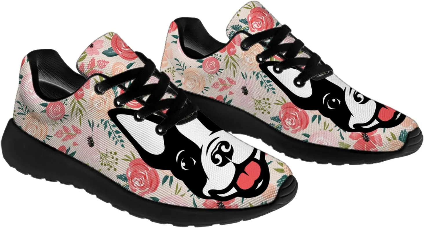 Boston Terrier Print Running Shoes for Women Men Tennis Walking 3D Print Sneakers Gifts for Mom Dad