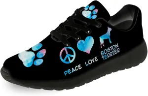 Boston Terrier Print Running Shoes for Women Men Tennis Walking 3D Print Sneakers Gifts for Mom Dad