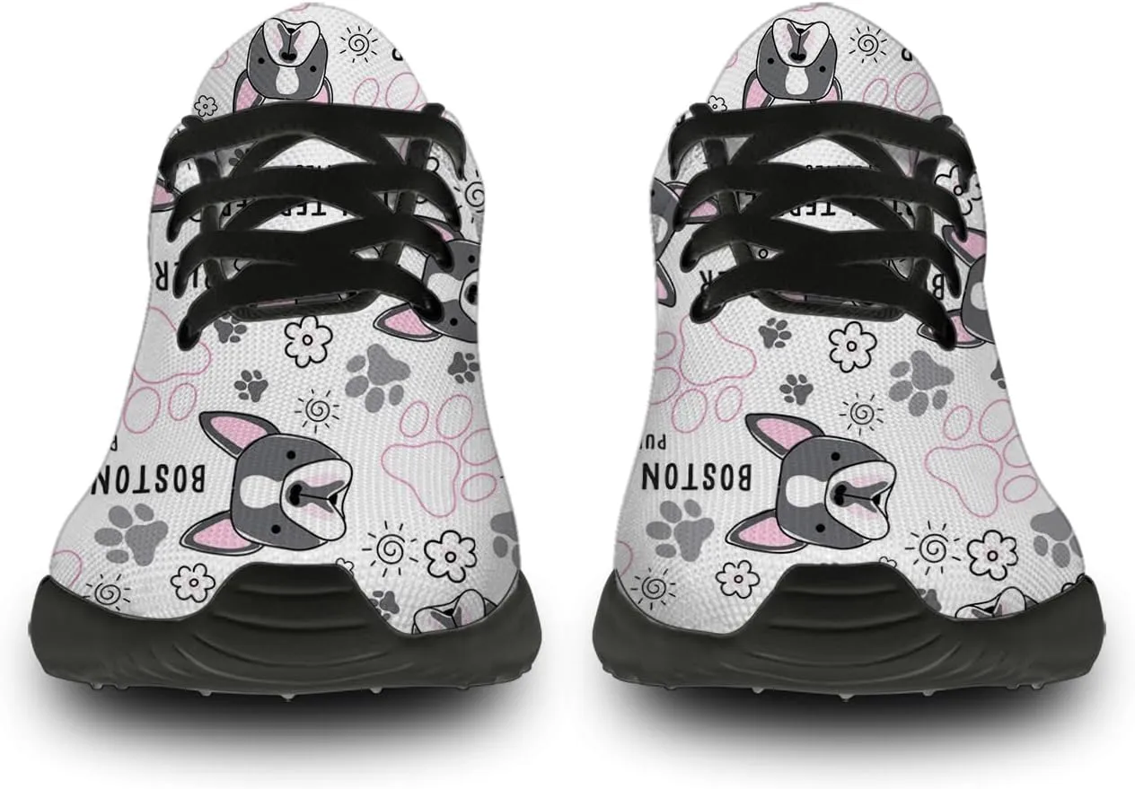 Boston Terrier Print Running Shoes for Women Men Tennis Walking 3D Print Sneakers Gifts for Mom Dad