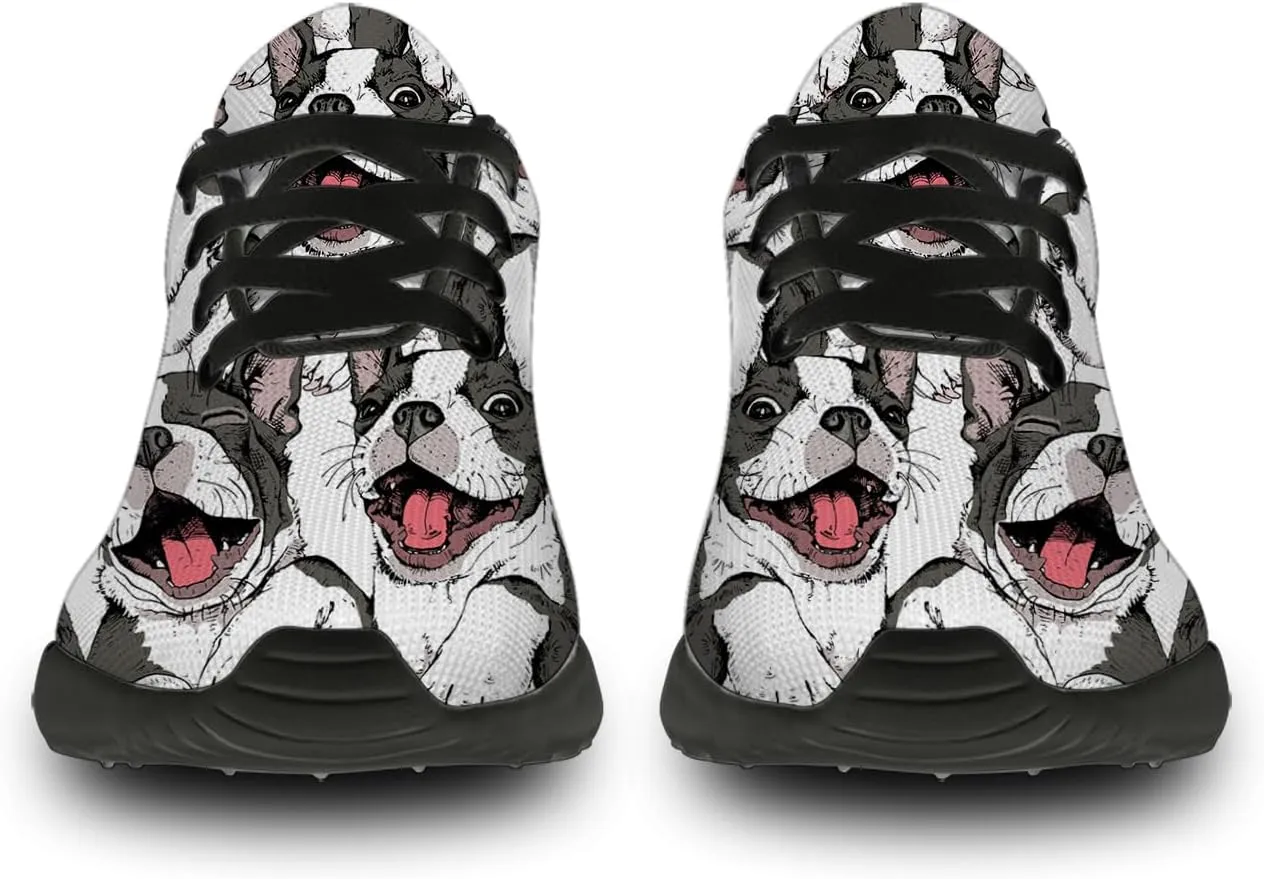Boston Terrier Print Running Shoes for Women Men Tennis Walking 3D Print Sneakers Gifts for Mom Dad