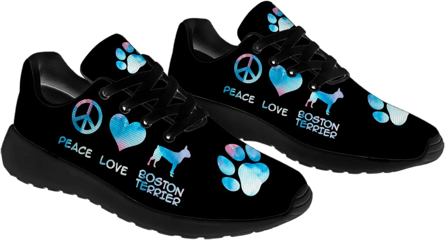Boston Terrier Print Running Shoes for Women Men Tennis Walking 3D Print Sneakers Gifts for Mom Dad