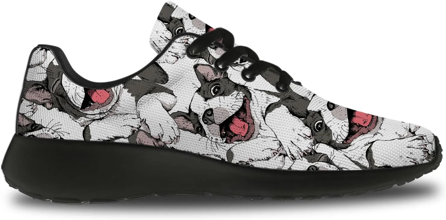 Boston Terrier Print Running Shoes for Women Men Tennis Walking 3D Print Sneakers Gifts for Mom Dad