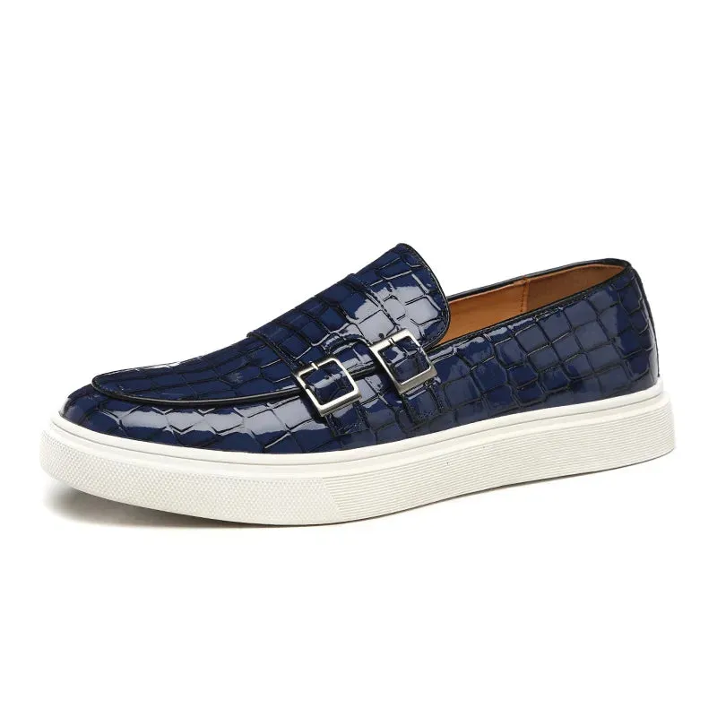 Bottom Crocodile Reduced prices Zapatos Leather Shoes Thick Men's Leisure Pattern Loafers New Comfortable Monk Hombre Strap Timely resolution Male Charm