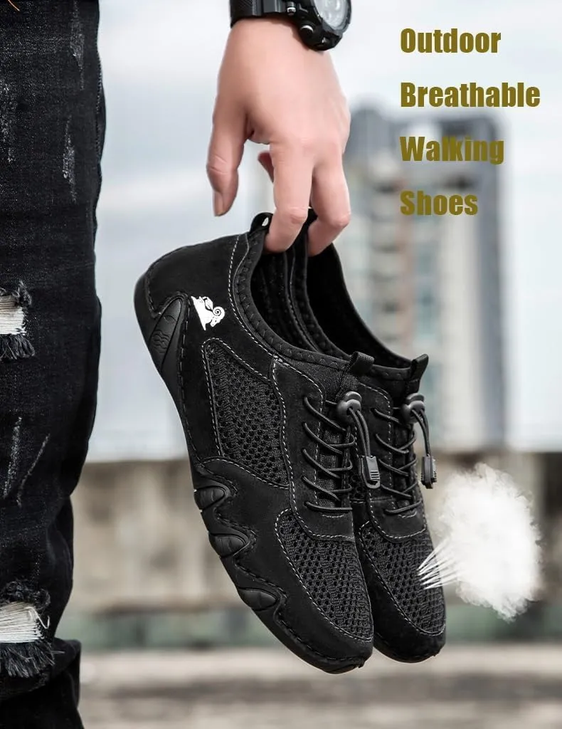 Boxpopla Men's Outdoor Mesh Trail Shoes for Hiking & Walking Slip-on Summer Sports Shoes Breathable Mesh Non-Slip Lightweight Casual Sneakers Camping & Driving