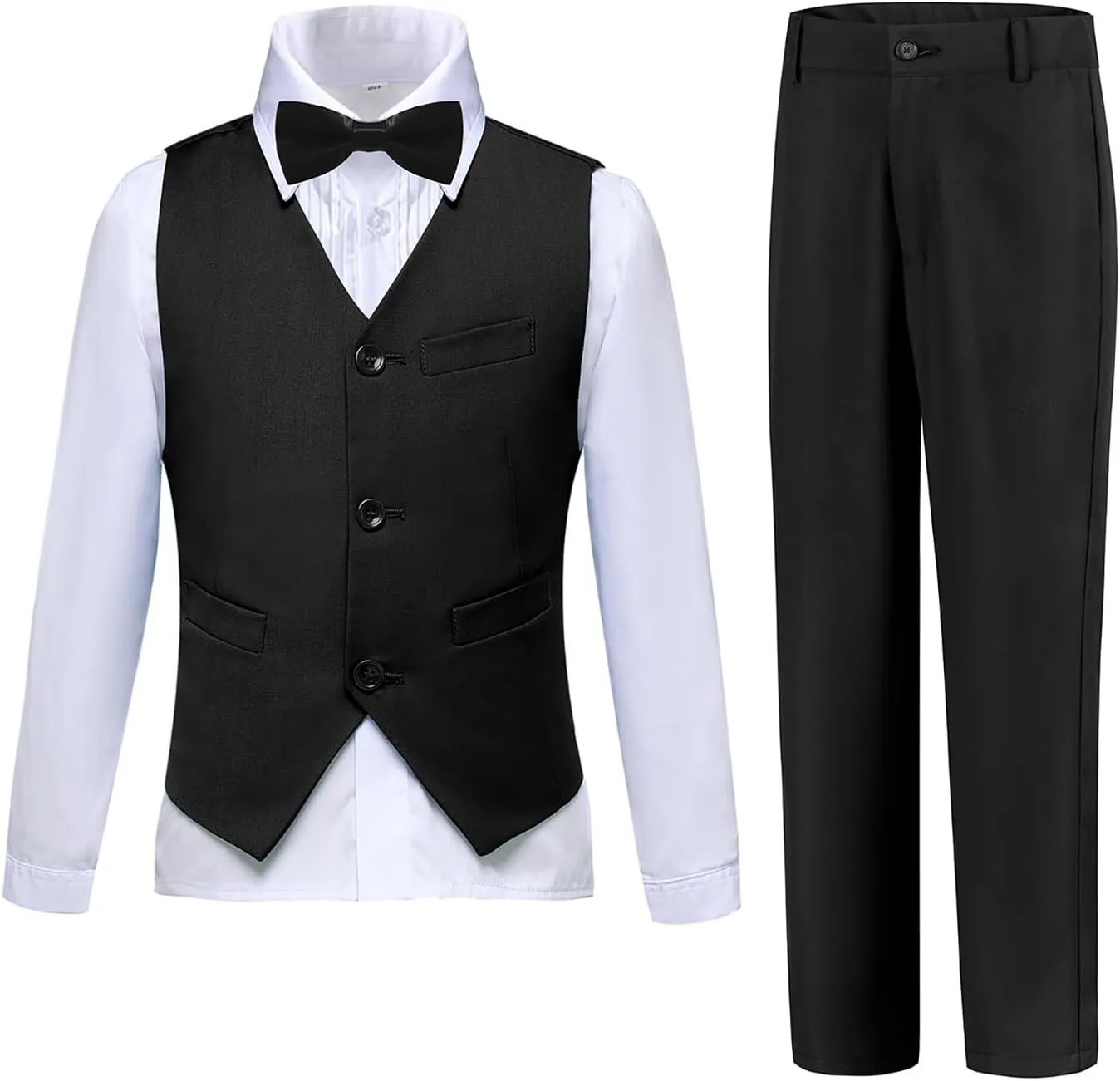Boys Suits Slim Fit 4 Piece Formal Dresswear Suit for Kids Tuxedo Wedding Set Toddler Boy Dress with Vest Shirt Pants and Tie