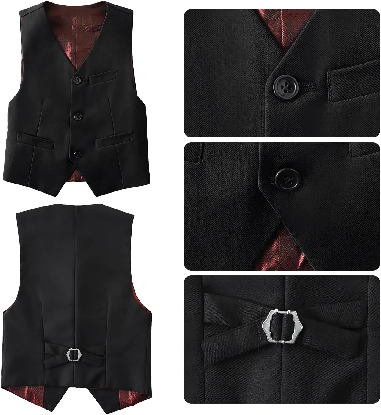 Boys Suits Slim Fit 4 Piece Formal Dresswear Suit for Kids Tuxedo Wedding Set Toddler Boy Dress with Vest Shirt Pants and Tie
