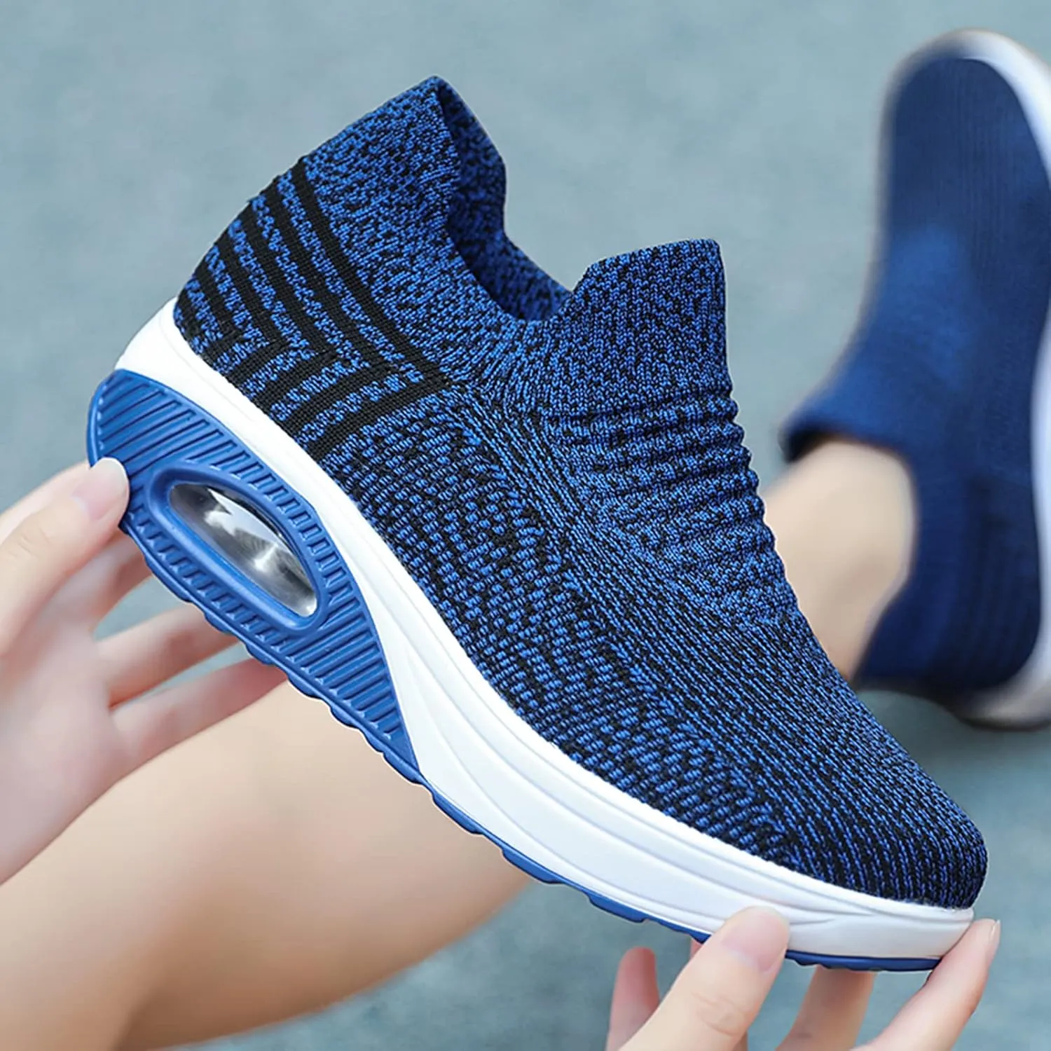 Breathable Casual Air Cushion Slip-On Orthopedic Diabetic Walking Shoes, Women's Walking Shoes Sock Sneakers