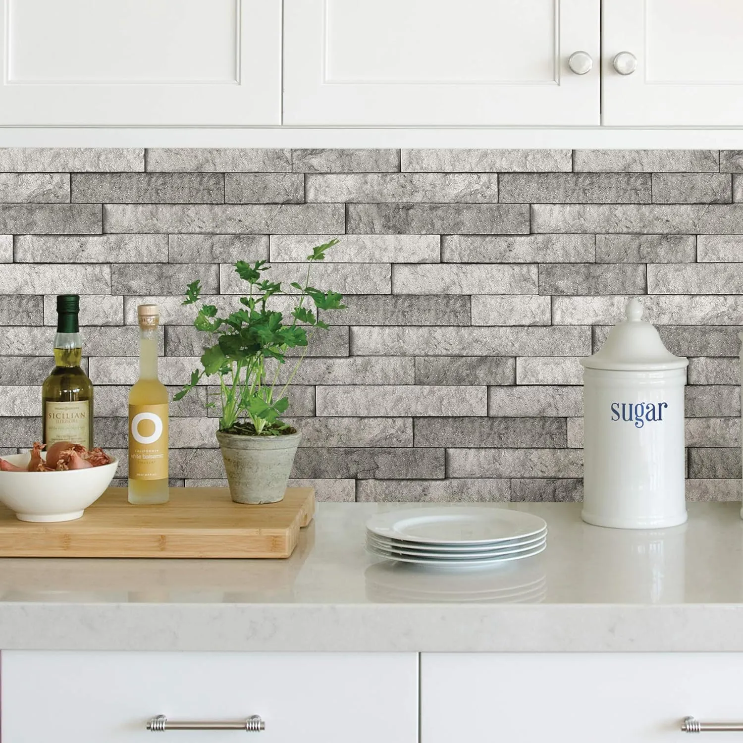 Brewster BHF3049 Stone Peel & Stick Backsplash, Grey, 13.5 Sq Ft (Pack of 1)