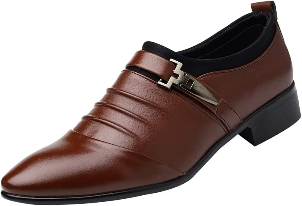 British Men's Leather Shoes Fashion Man Pointed Toe Formal Wedding Shoes Mens Leather Dress Shoes 10