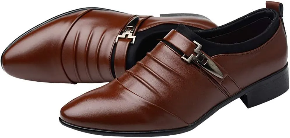 British Men's Leather Shoes Fashion Man Pointed Toe Formal Wedding Shoes Mens Leather Dress Shoes 10