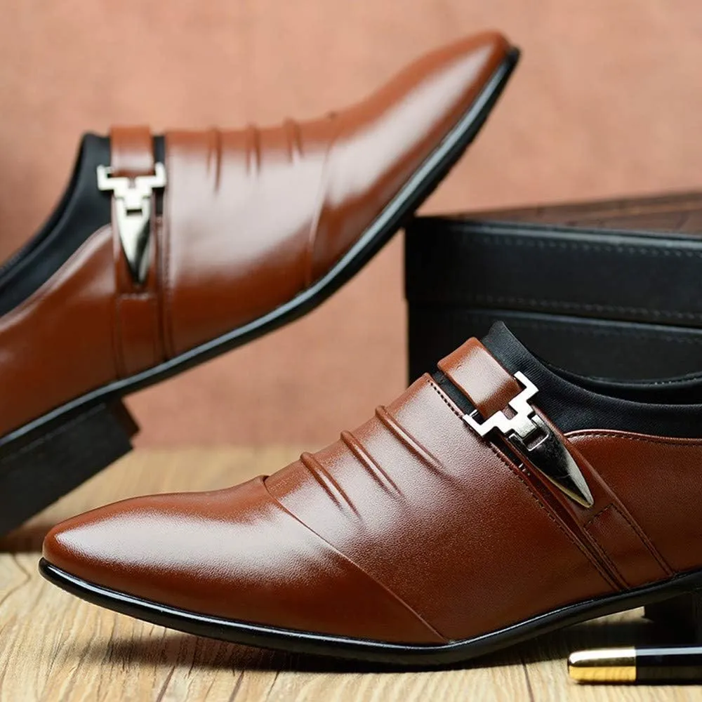 British Men's Leather Shoes Fashion Man Pointed Toe Formal Wedding Shoes Mens Leather Dress Shoes 10