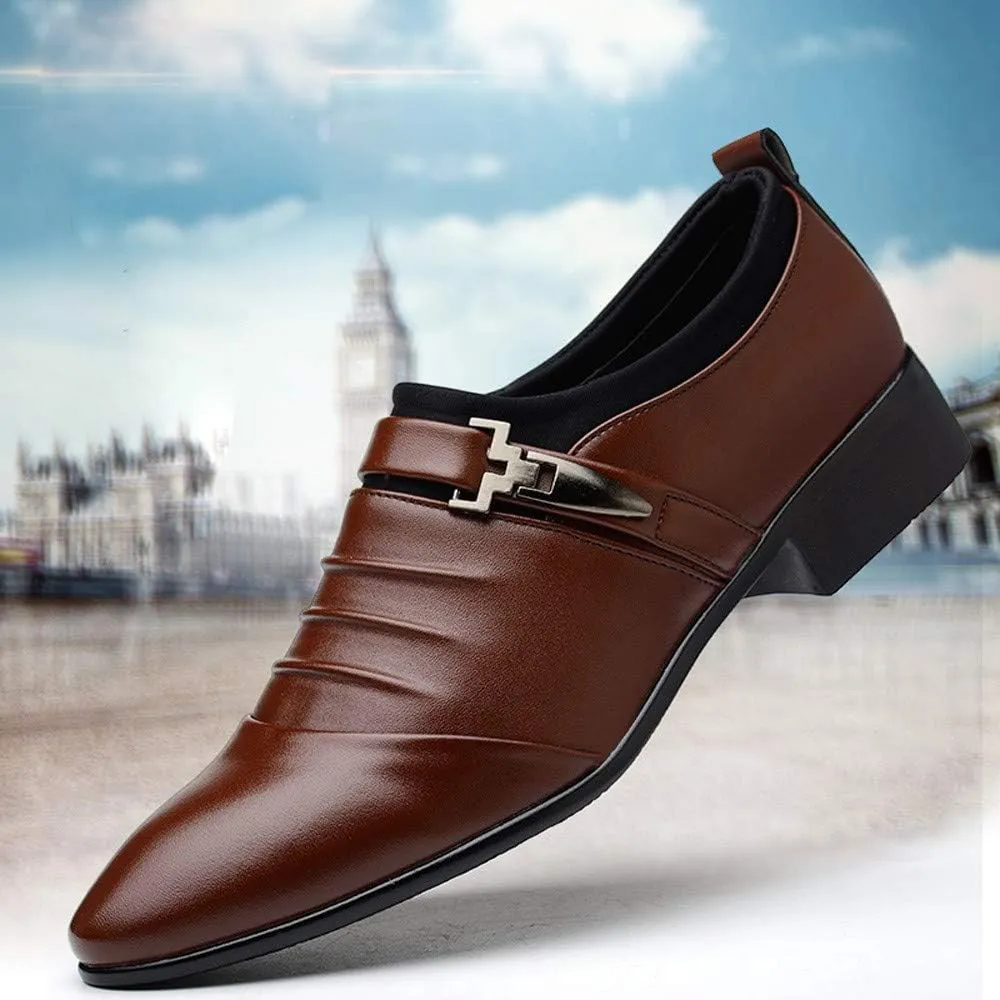 British Men's Leather Shoes Fashion Man Pointed Toe Formal Wedding Shoes Mens Leather Dress Shoes 10