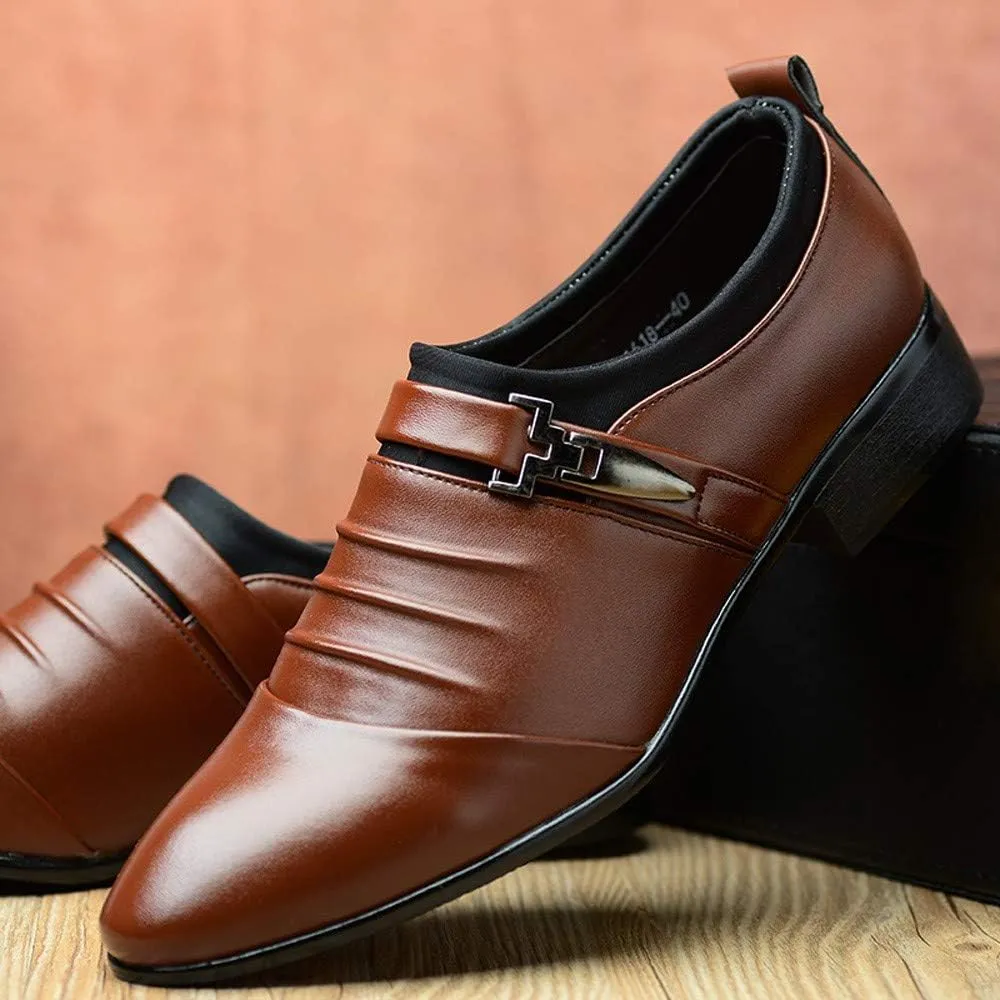 British Men's Leather Shoes Fashion Man Pointed Toe Formal Wedding Shoes Mens Leather Dress Shoes 10