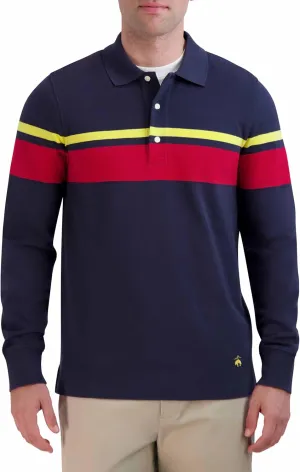 Brooks Brothers Men's Long Sleeve Chest Stripe Polo Shirt