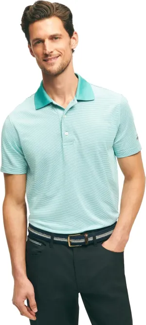 Brooks Brothers Men's Performance Stretch Short Sleeve Mini Stripe Golf Polo Shirt