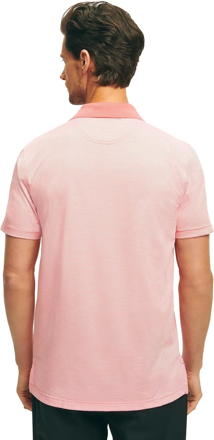 Brooks Brothers Men's Performance Stretch Short Sleeve Mini Stripe Golf Polo Shirt