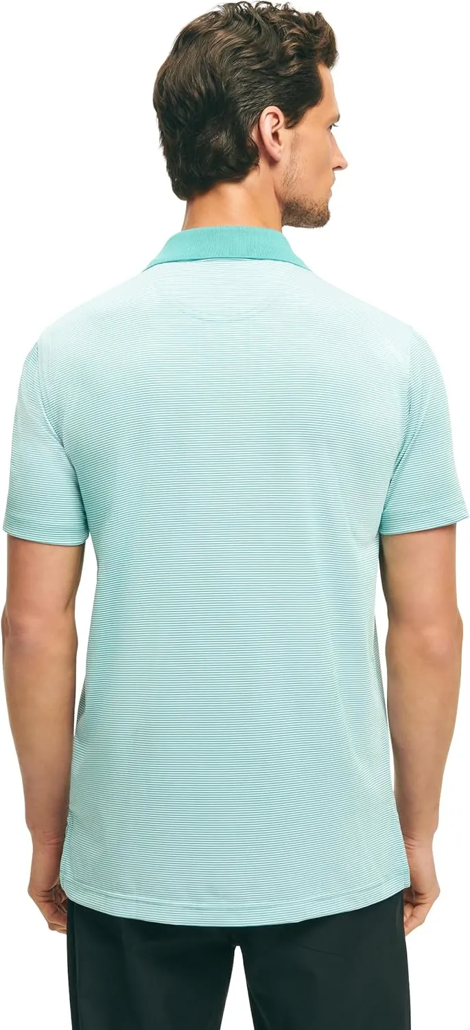 Brooks Brothers Men's Performance Stretch Short Sleeve Mini Stripe Golf Polo Shirt