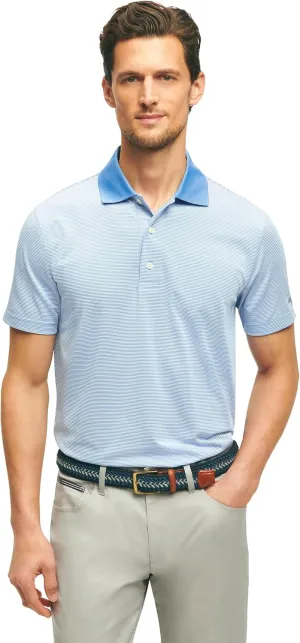 Brooks Brothers Men's Performance Stretch Short Sleeve Mini Stripe Golf Polo Shirt