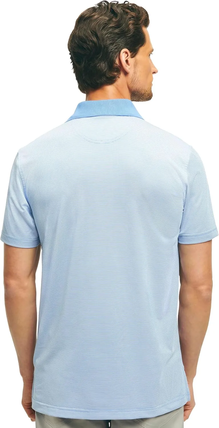 Brooks Brothers Men's Performance Stretch Short Sleeve Mini Stripe Golf Polo Shirt