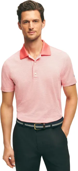 Brooks Brothers Men's Performance Stretch Short Sleeve Mini Stripe Golf Polo Shirt