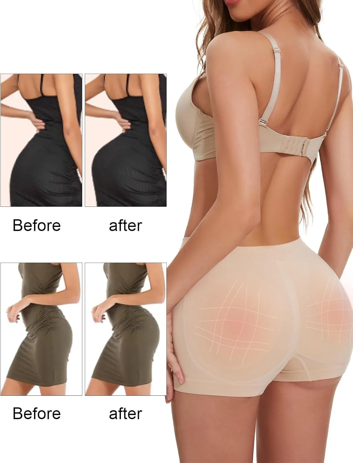 Butt Lifter Panties Shaperwear for Women Seamless Hip Enahncer Body Shaper Boyshort Padded Underwear