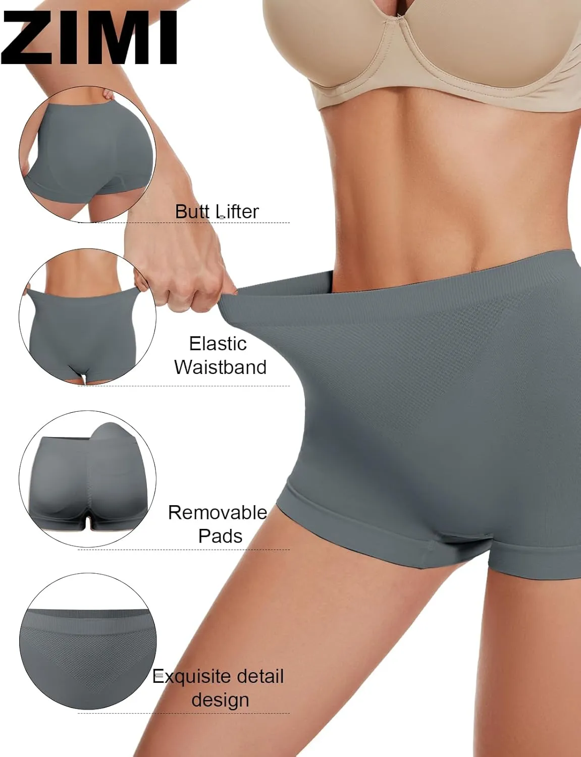 Butt Lifter Panties Shaperwear for Women Seamless Hip Enahncer Body Shaper Boyshort Padded Underwear