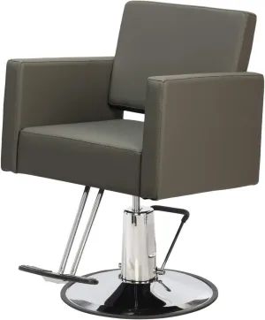 Buy-Rite Christina Styling Chair for Salons & Barbershops – Wide Seat, Gray Vinyl, One-Piece Foam Cushion, Hydraulic Pump, Stainless Steel Frame, T-Bar Footrest, Heavy-Duty Square Base – YLG-195-Gray