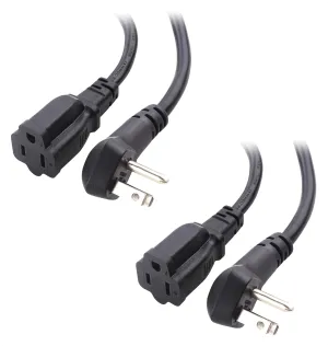Cable Matters 2-Pack 14AWG 15A Heavy Duty Power Extension Cord 10 ft with Low Profile Plug in Black, ETL Listed (Low Profile Power Cord Extension / 3 Prong Extension Cords, NEMA 5-15P to 5-15R)