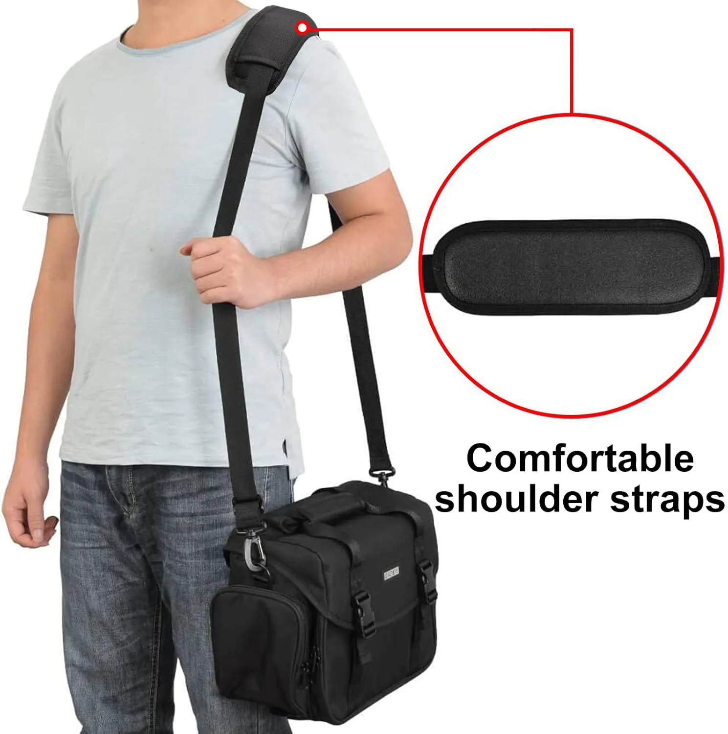 CADeN Camera Bag Case Shoulder Messenger Bag with Tripod Holder Compatible for Nikon, Canon, Sony, DSLR SLR Mirrorless Cameras Waterproof (Black, Small)