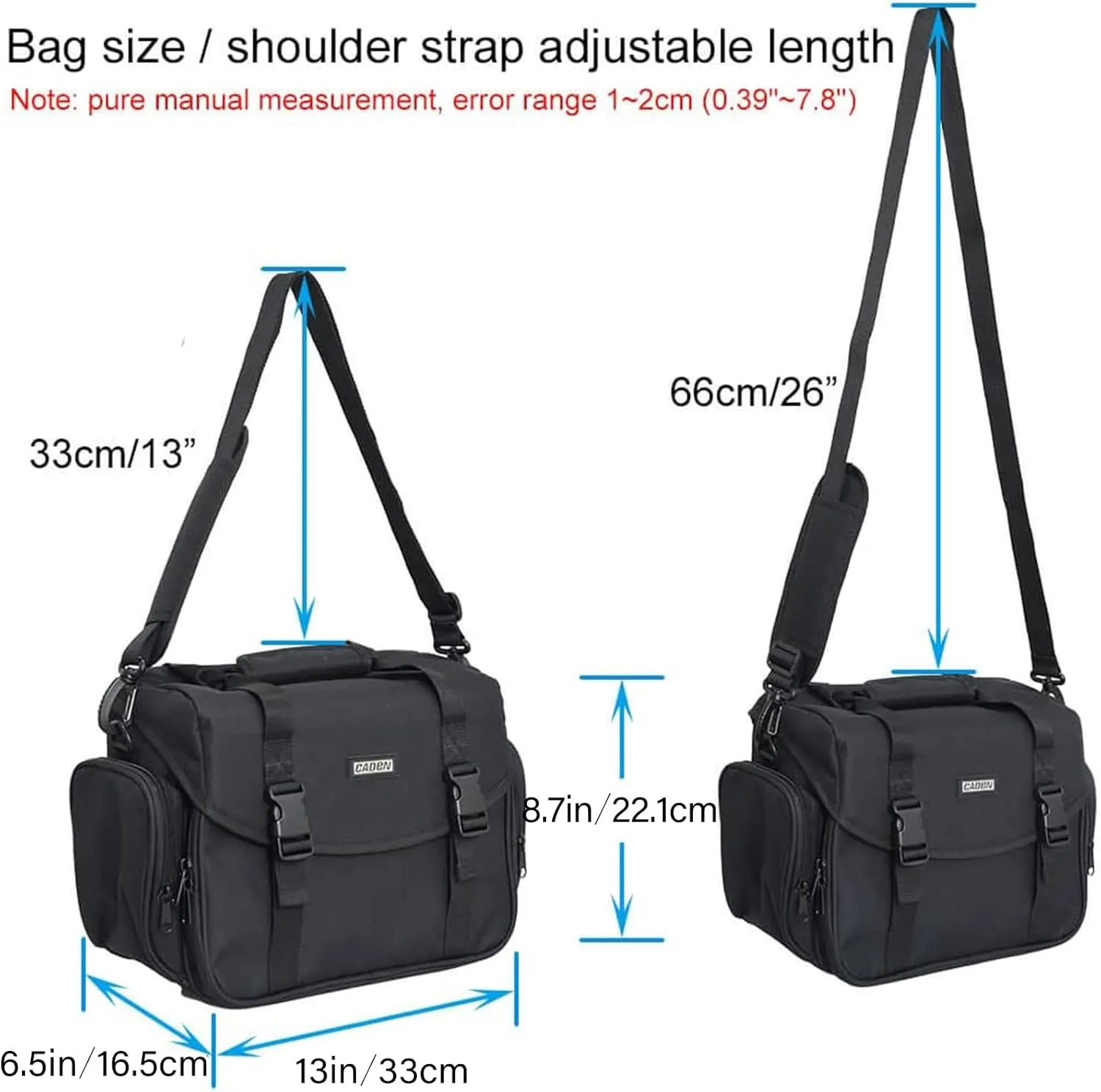 CADeN Camera Bag Case Shoulder Messenger Bag with Tripod Holder Compatible for Nikon, Canon, Sony, DSLR SLR Mirrorless Cameras Waterproof (Black, Small)