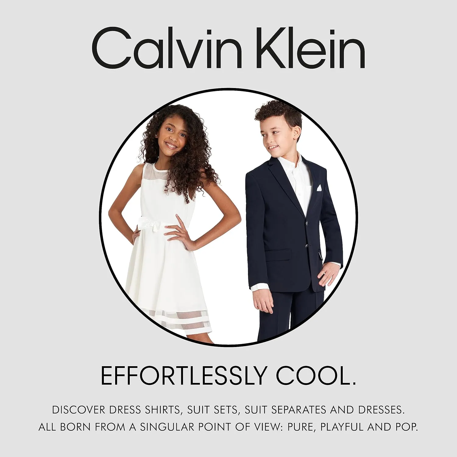 Calvin Klein Boys' Flat Bi-Stretch Dress Pant, Straight Leg Fit, Belt Loops & Front Pockets