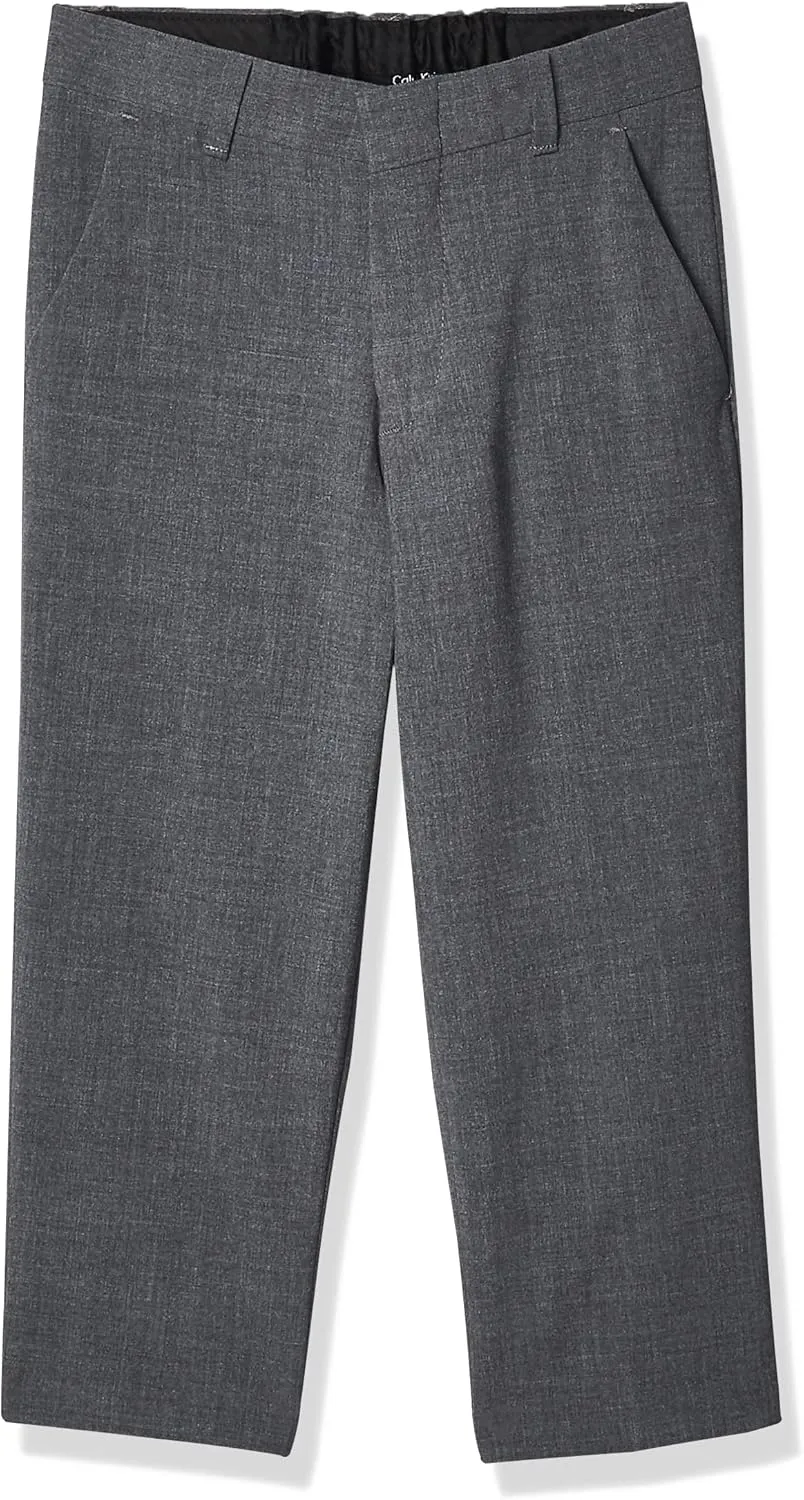 Calvin Klein Boys' Flat Bi-Stretch Dress Pant, Straight Leg Fit, Belt Loops & Front Pockets
