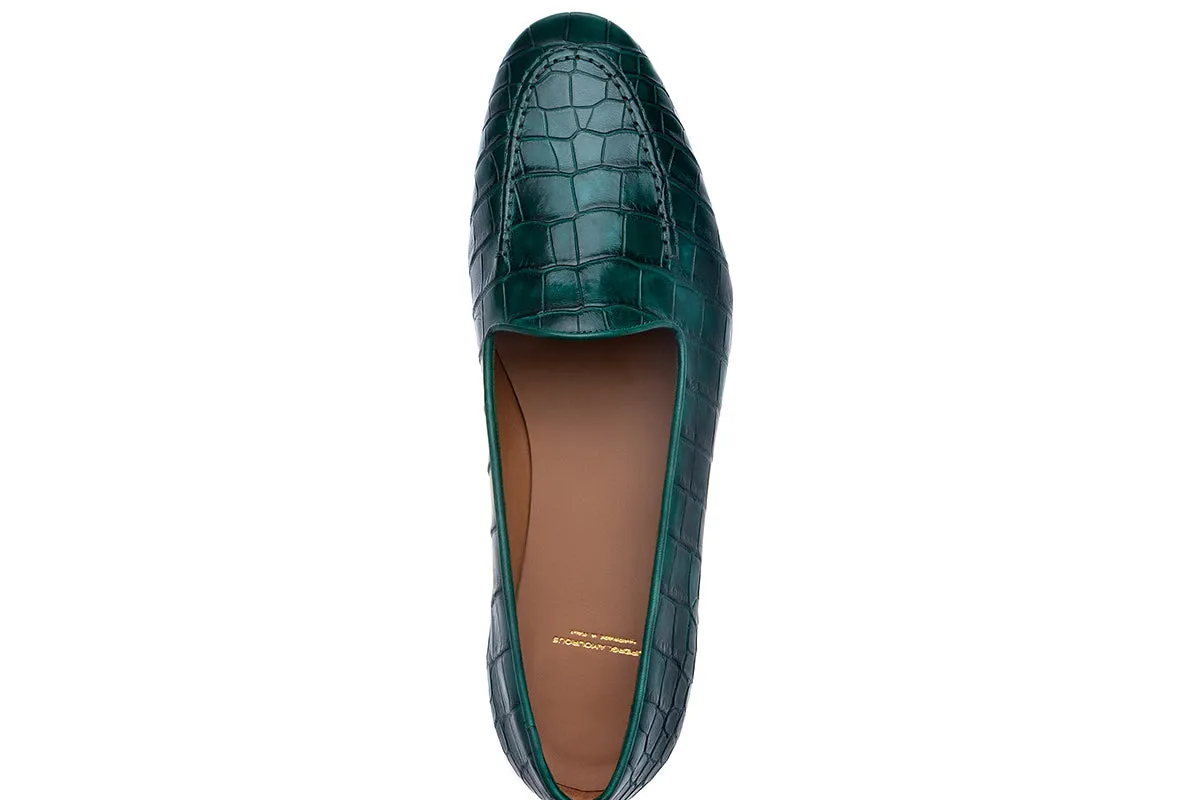 CAPRI CROCODILE GREEN LOAFERS